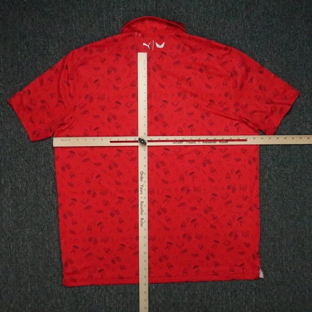 Puma Shirt Men Extra Large Red Volition America Summer Cookout Polo Short Sleeve